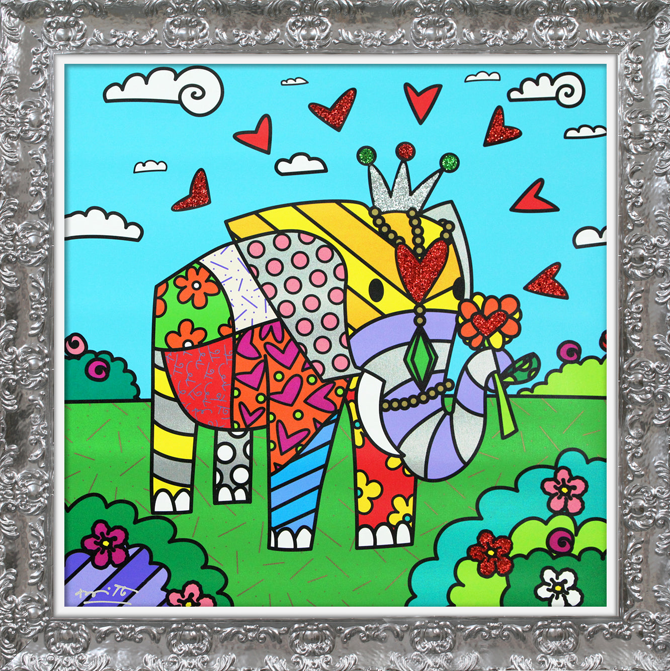 Romero Britto india limited edition print  contemporary pop art piece