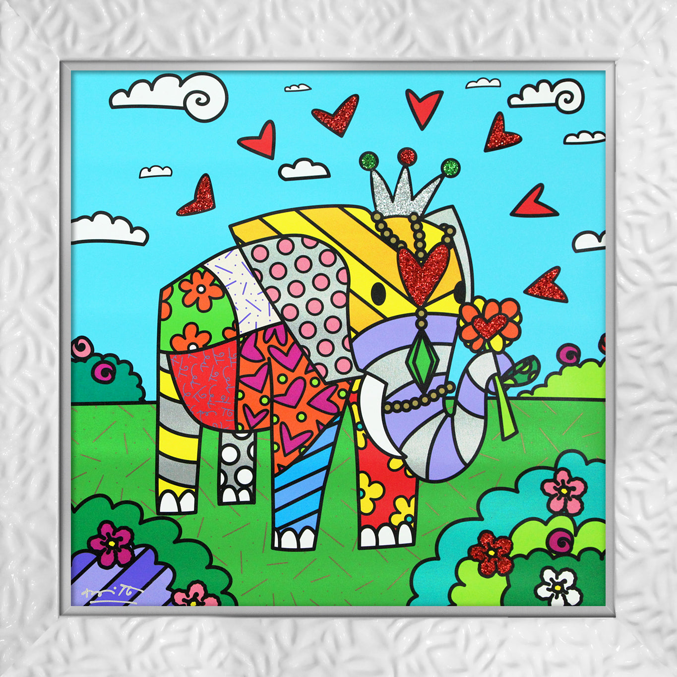 Romero Britto india limited edition print  contemporary pop art piece
