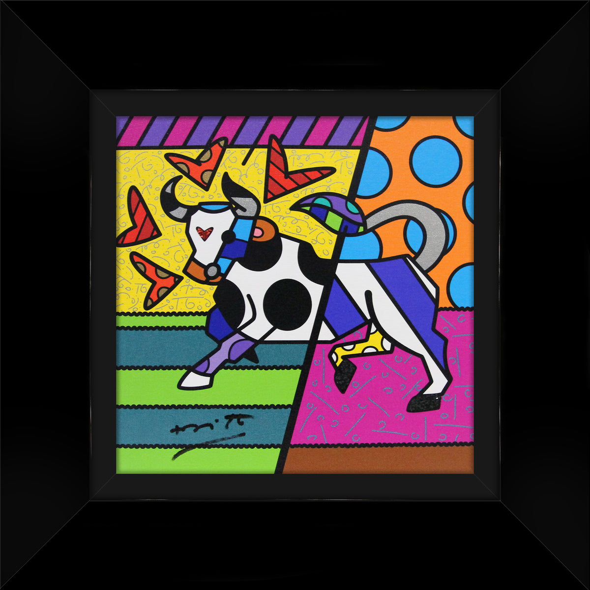 Romero Britto taurus limited edition print  colorful pop art design