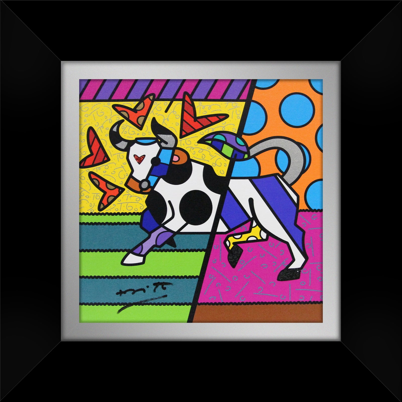 Romero Britto taurus limited edition print  colorful pop art design