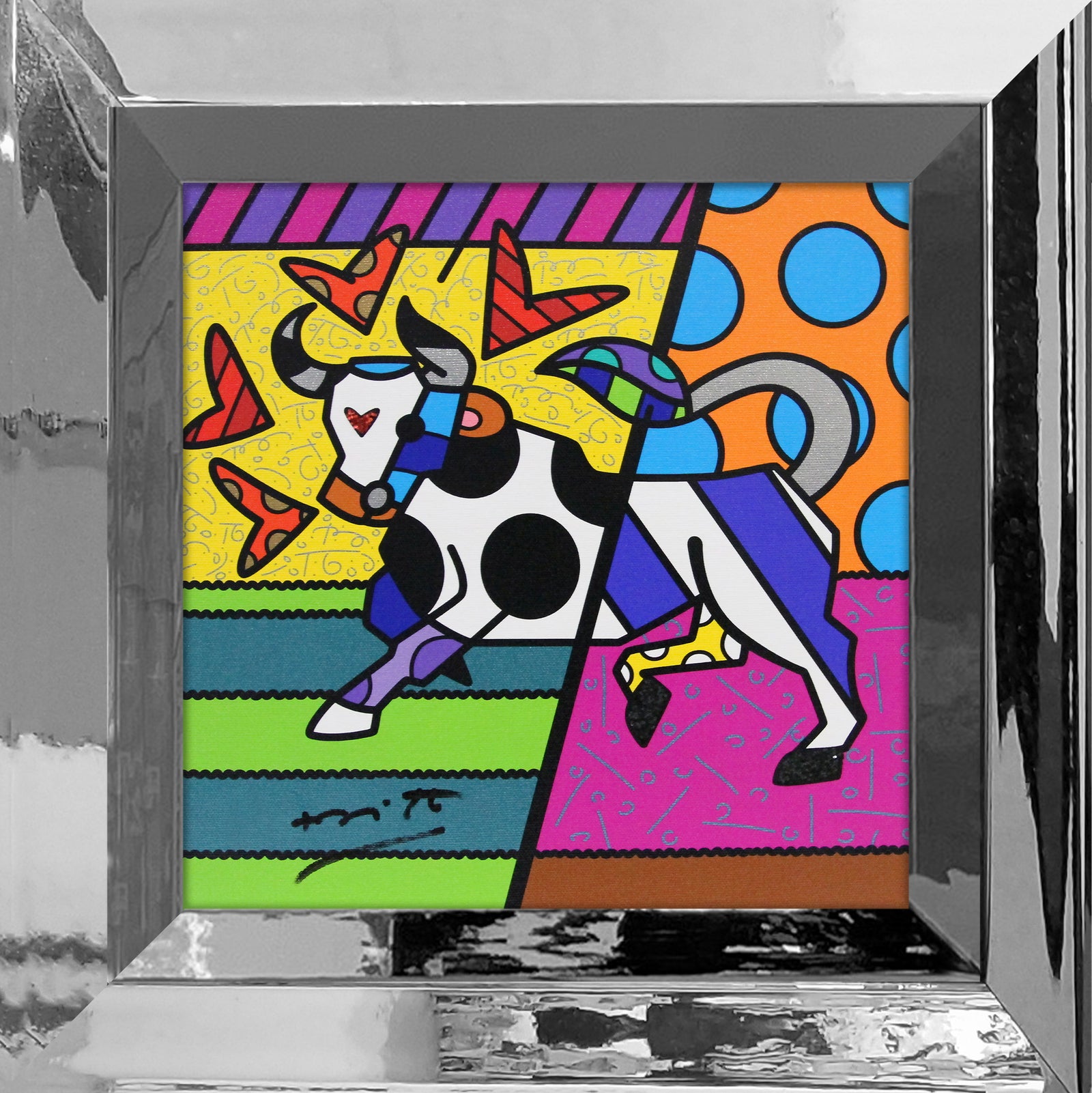 Romero Britto taurus limited edition print  colorful pop art design