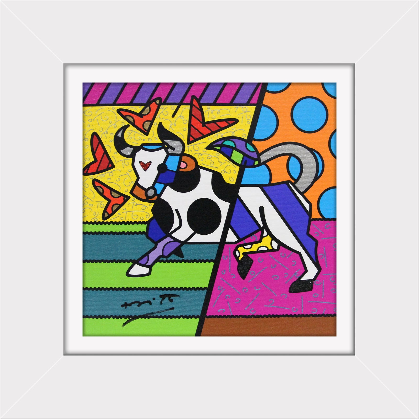 Romero Britto taurus limited edition print  colorful pop art design