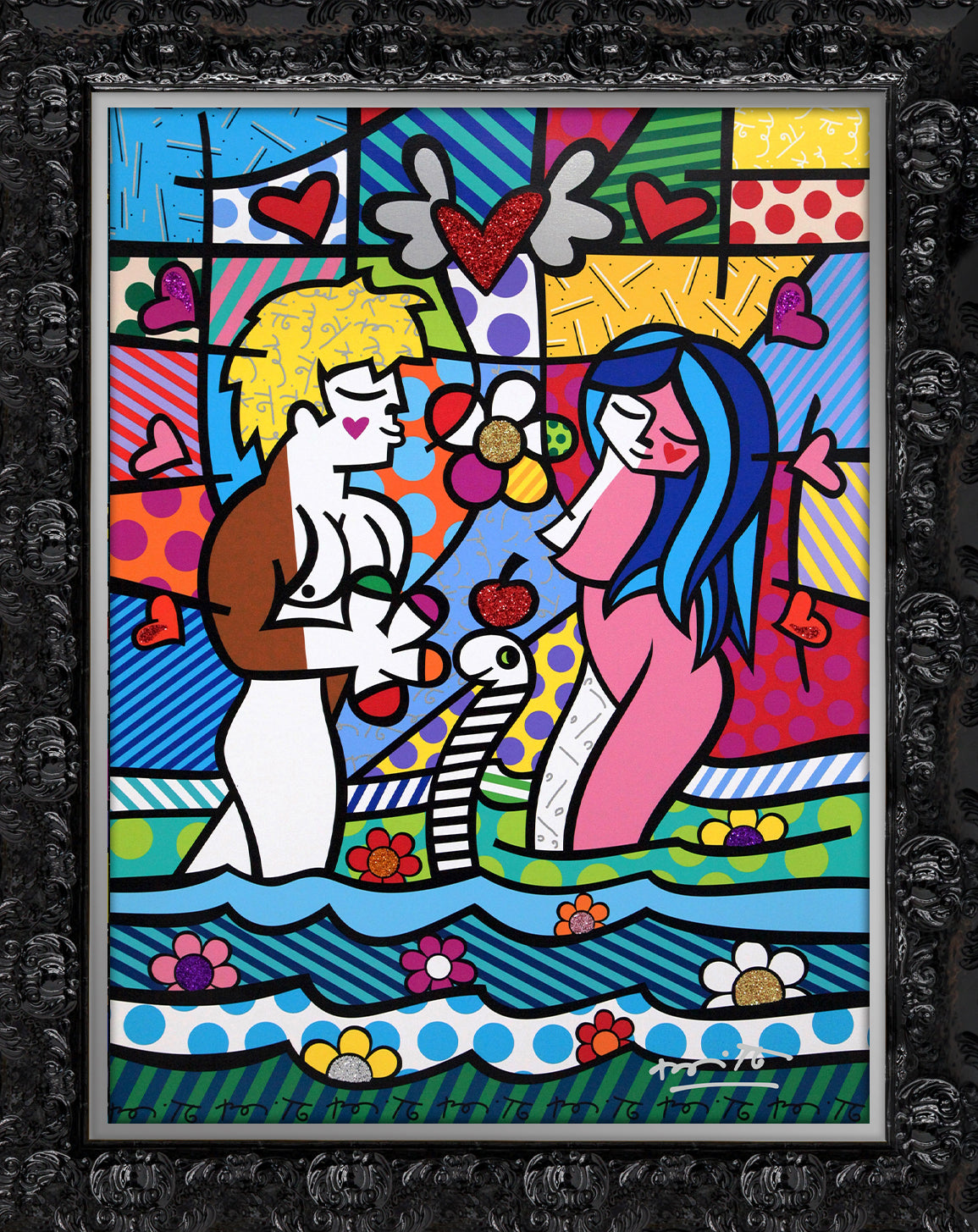 adam eve limited edition print  artistic colorful design collectible