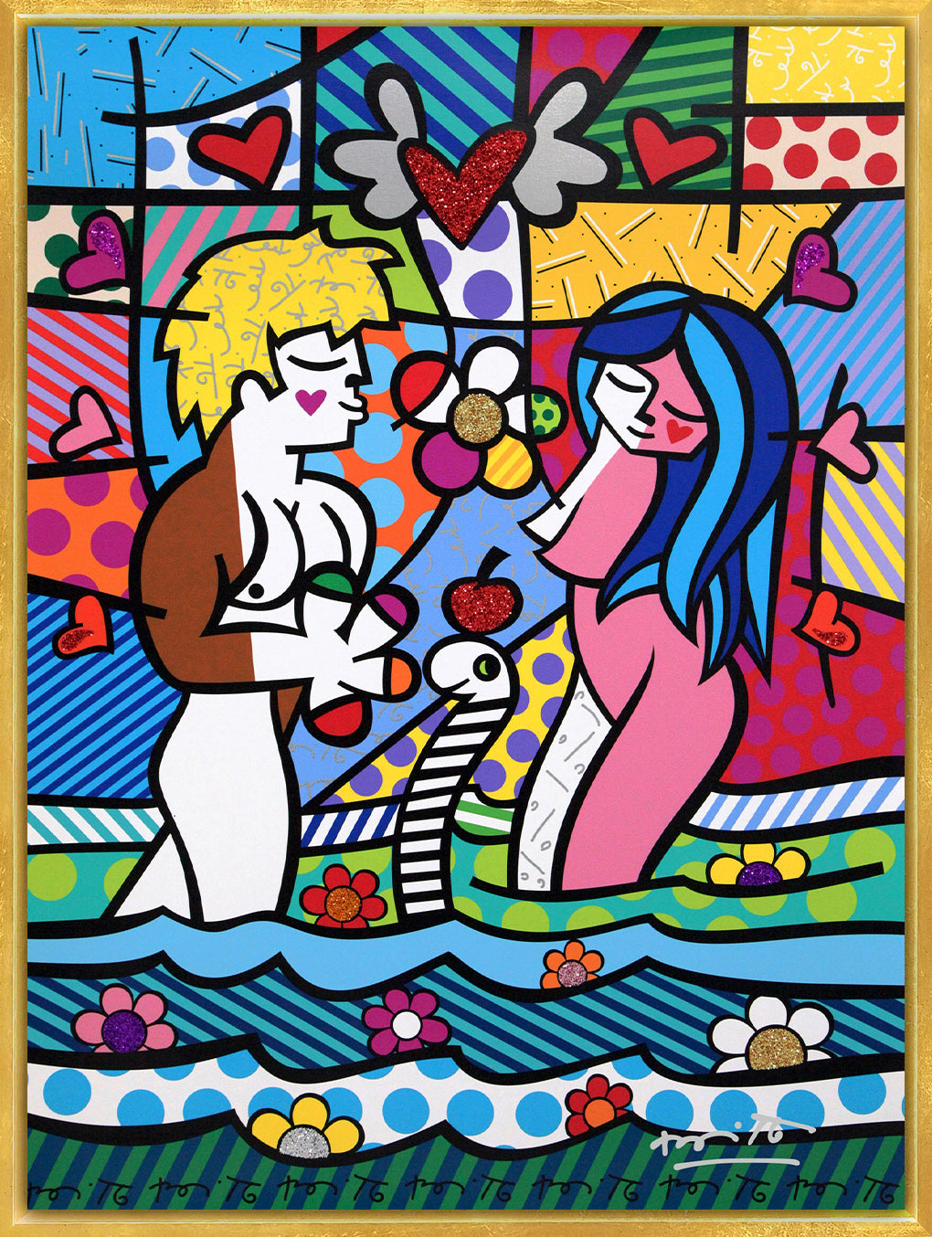 modern pop art adam eve limited edition print  vibrant home decor