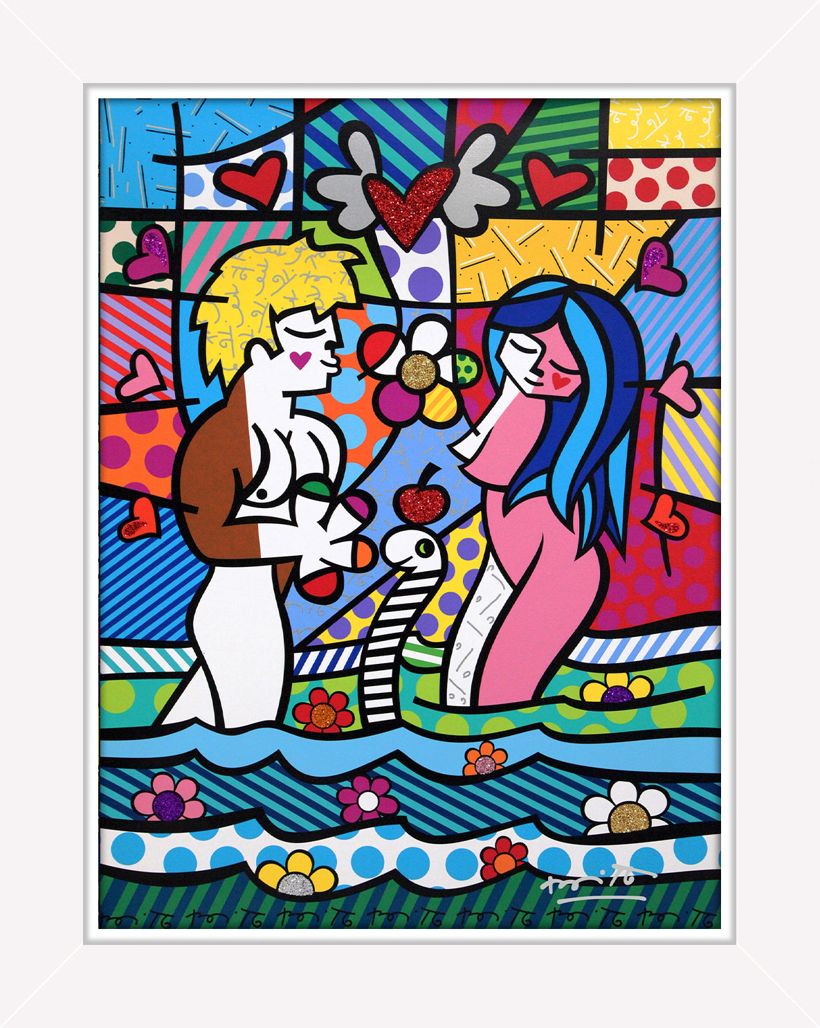 modern pop art adam eve limited edition print  vibrant home decor