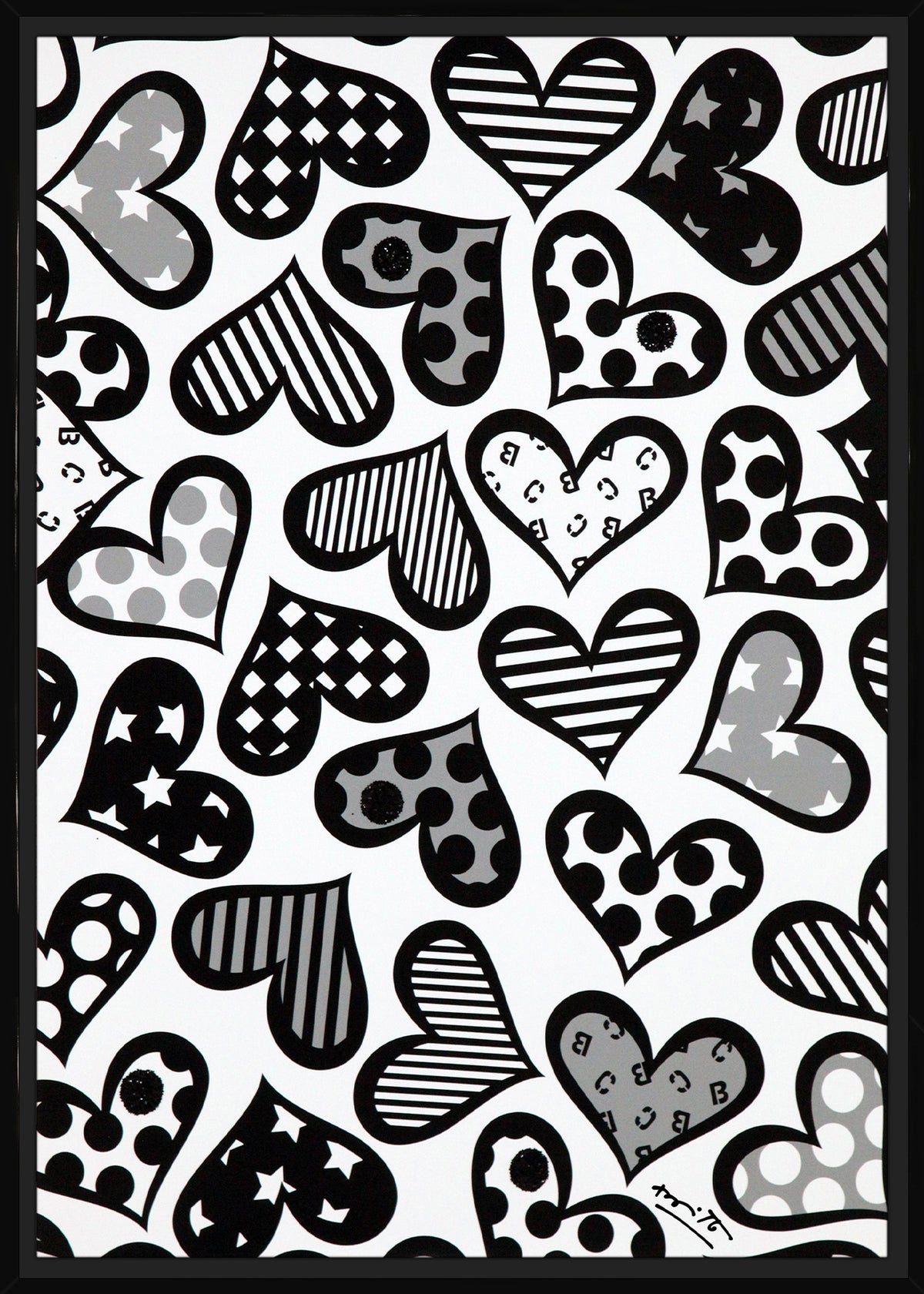 hearts black white limited edition  artistic colorful design collectible