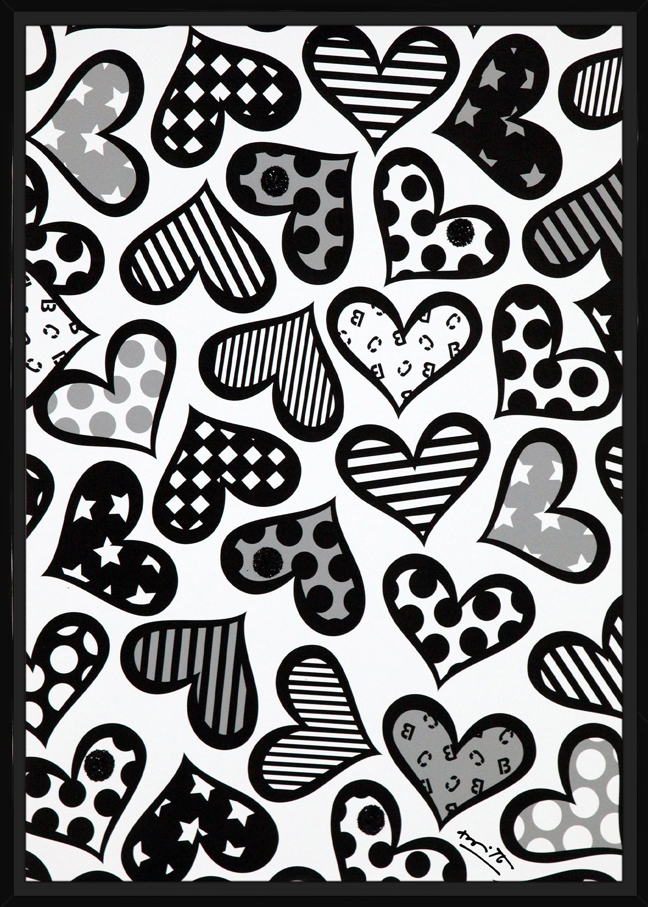 hearts black white limited edition  artistic colorful design collectible