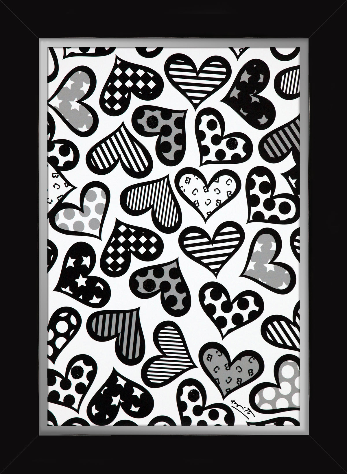 hearts black white limited edition  artistic colorful design collectible