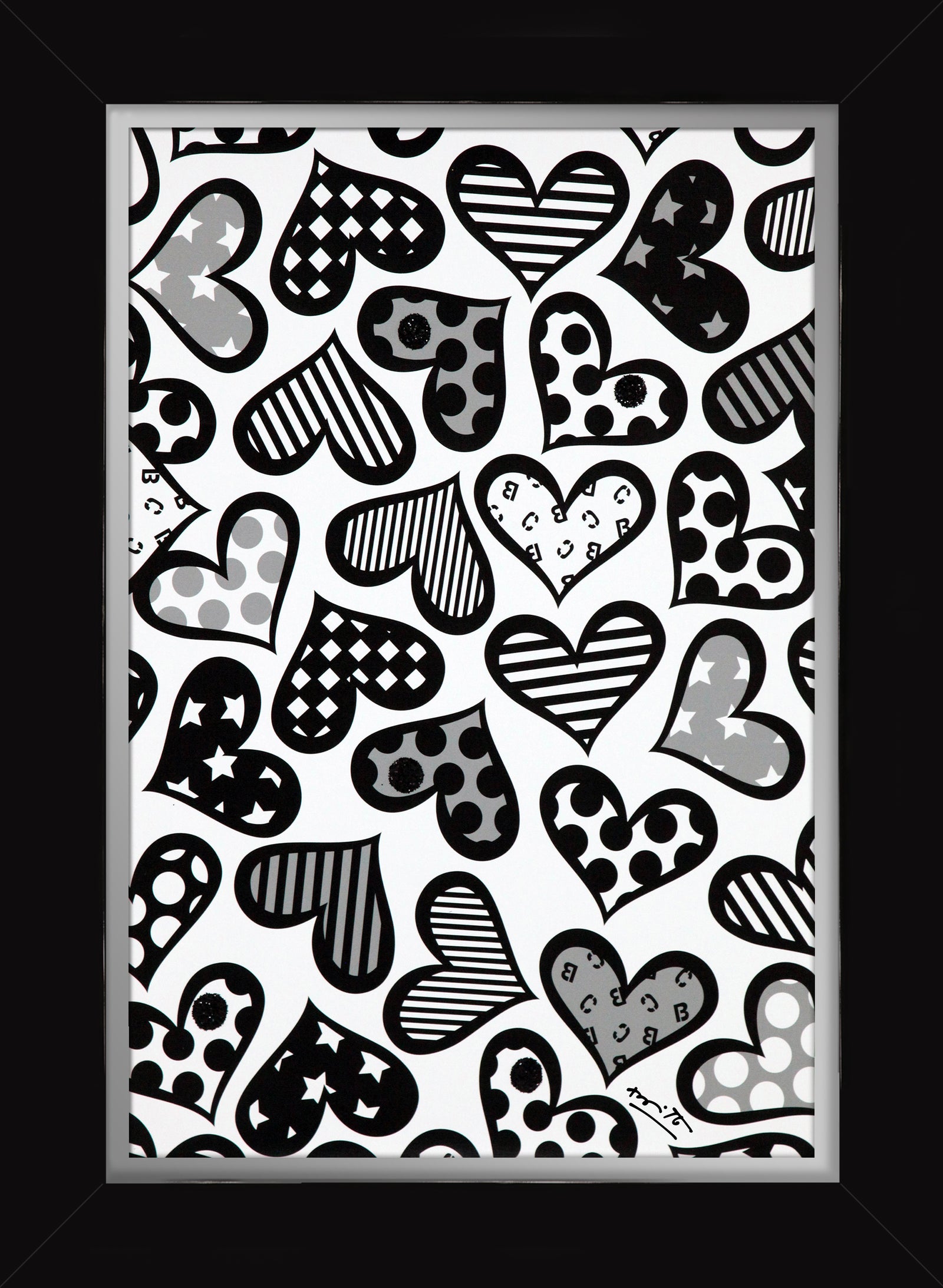 hearts black white limited edition  artistic colorful design collectible