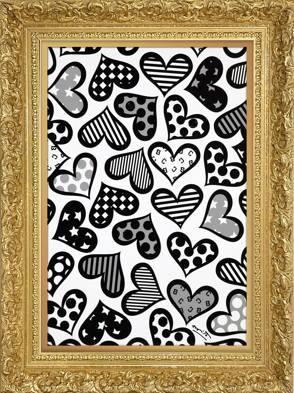 modern pop art hearts black white limited edition  vibrant home decor