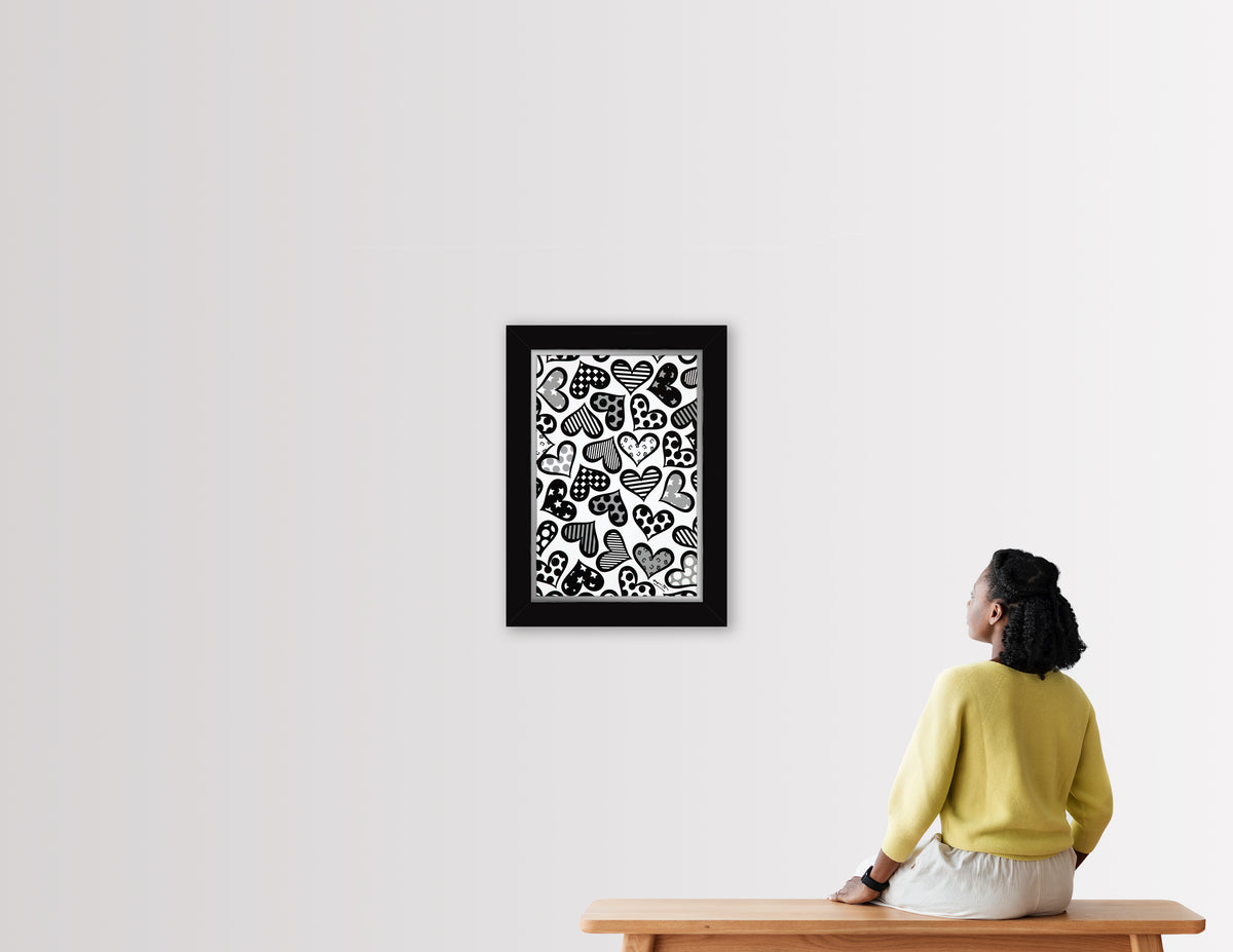 modern pop art hearts black white limited edition  vibrant home decor