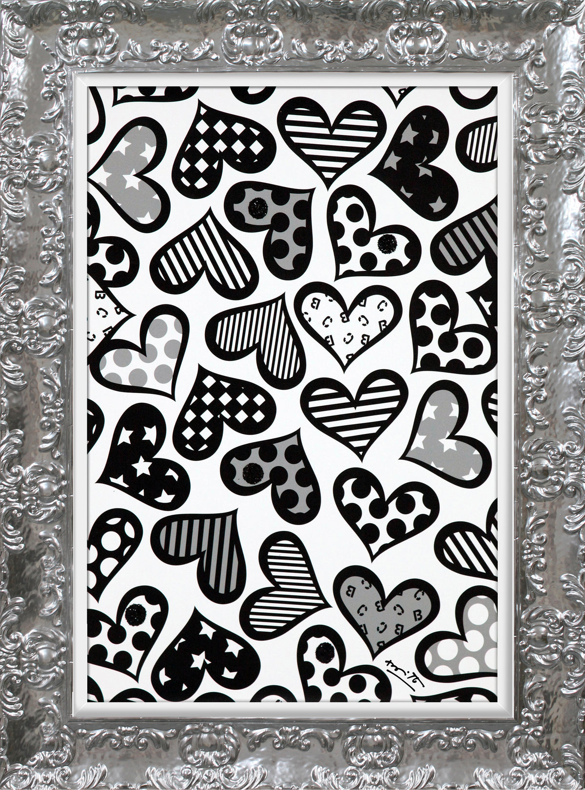 hearts black white limited edition  artistic colorful design collectible