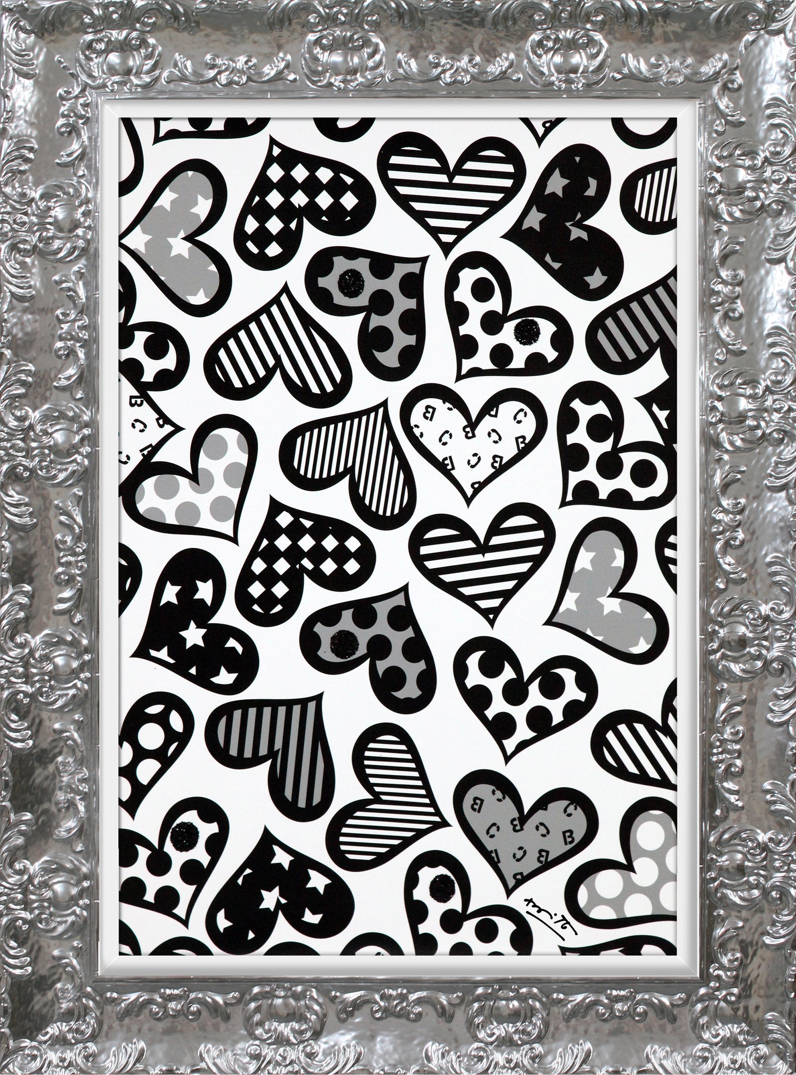 hearts black white limited edition  artistic colorful design collectible