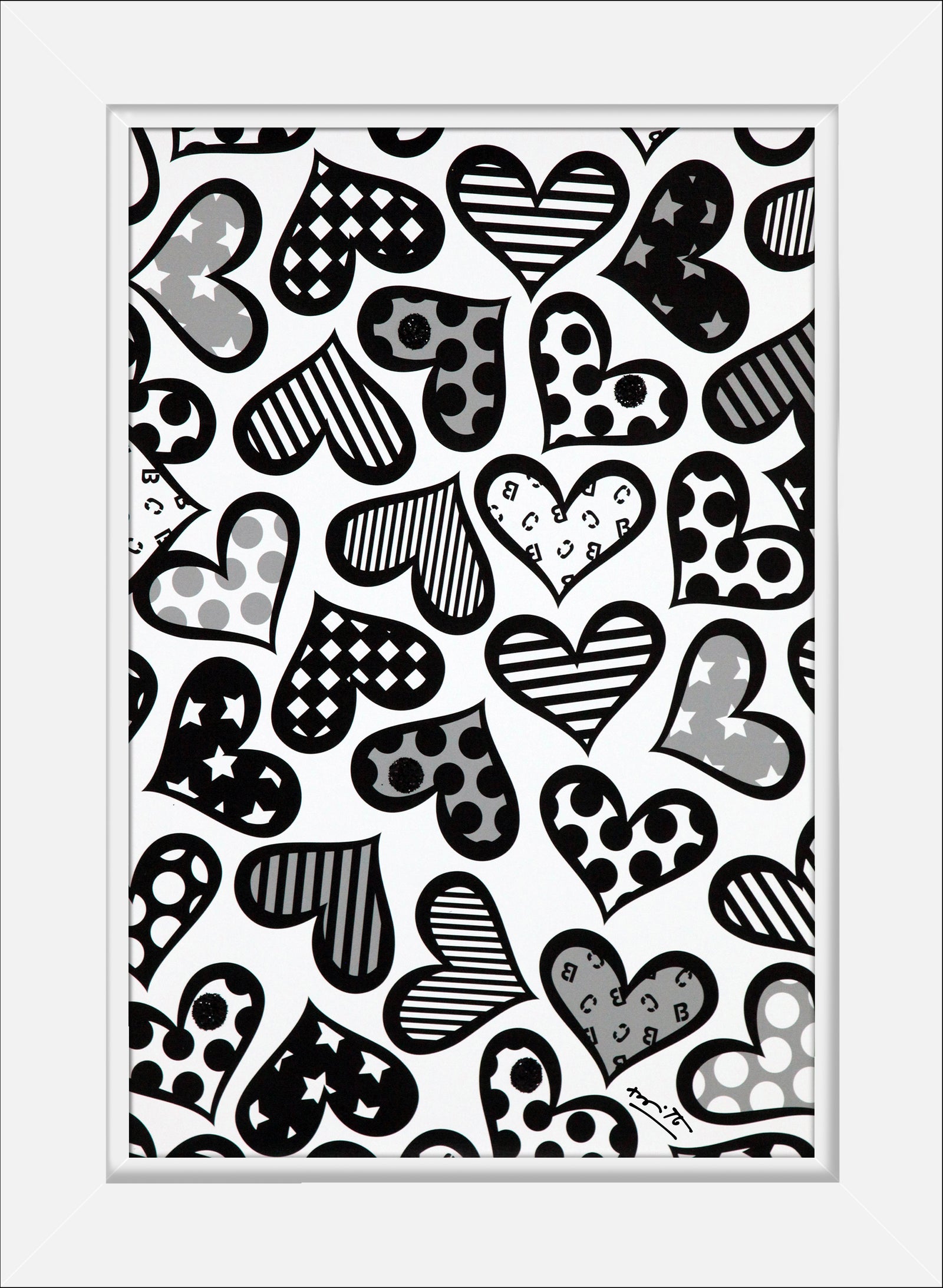 hearts black white limited edition  colorful decorative collectible gift idea