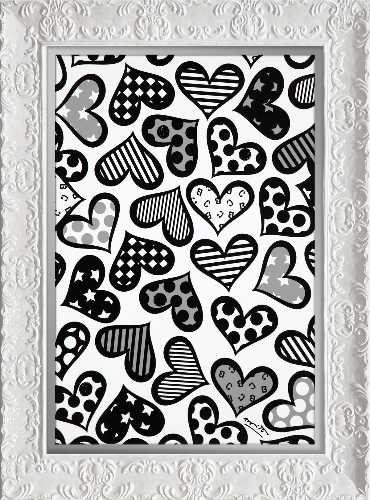 modern pop art hearts black white limited edition  vibrant home decor