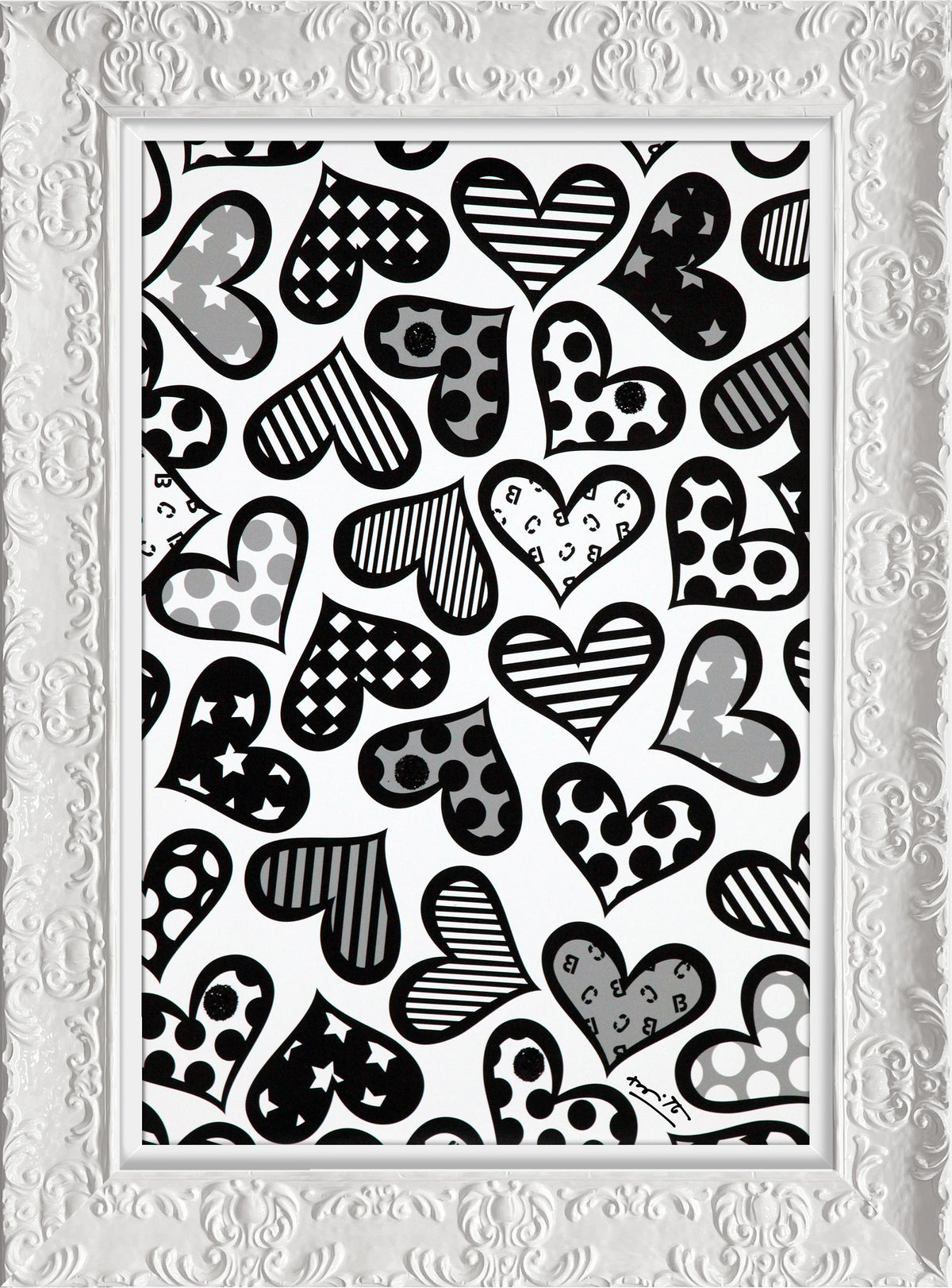 hearts black white limited edition  artistic colorful design collectible