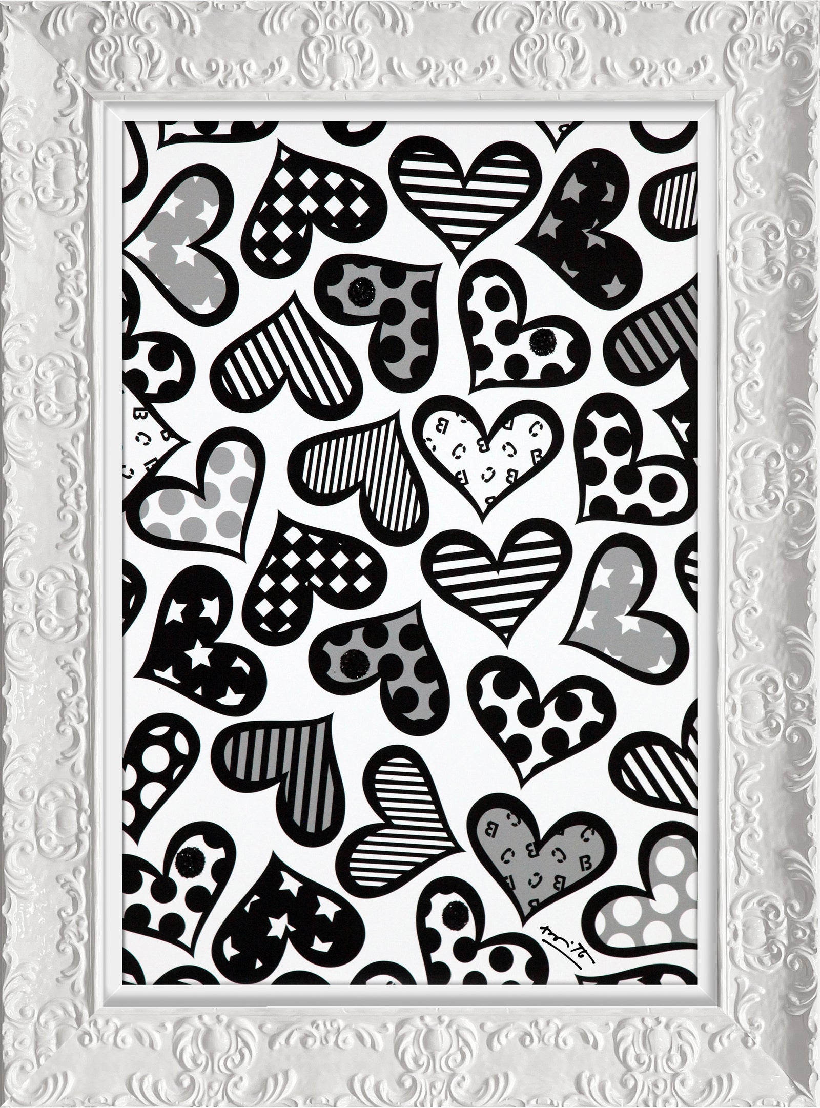 hearts black white limited edition  artistic colorful design collectible