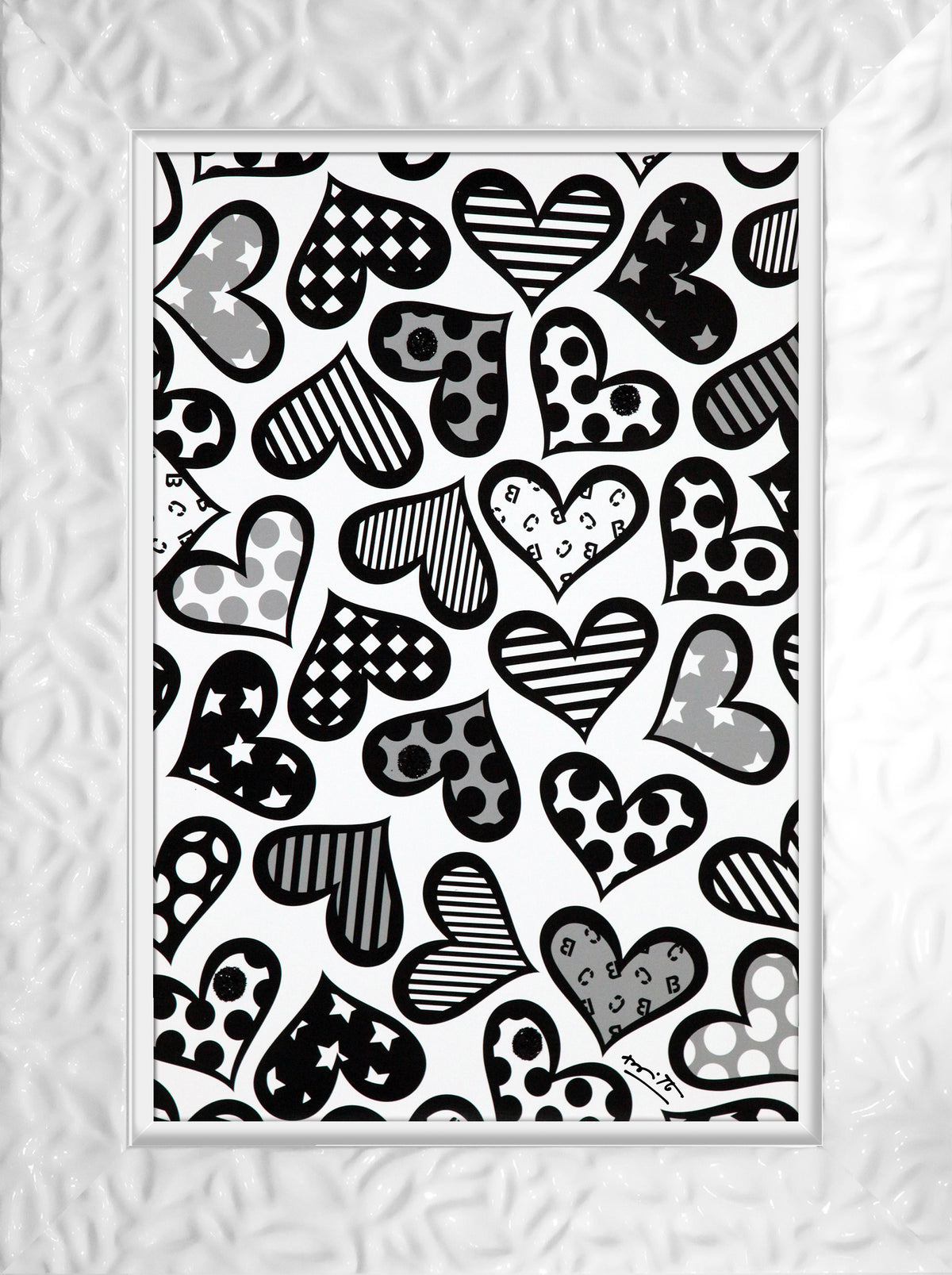 modern pop art hearts black white limited edition  vibrant home decor