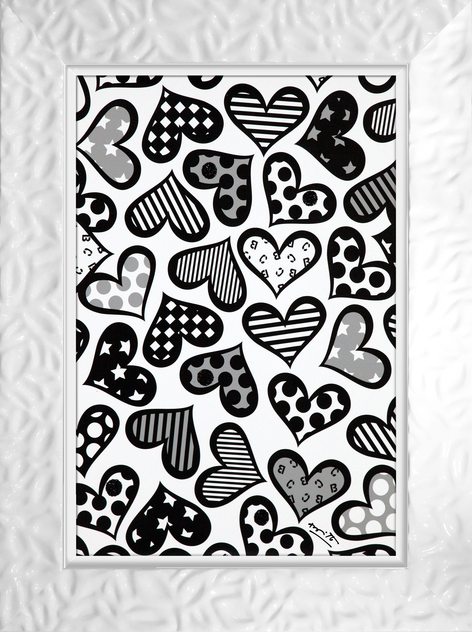 modern pop art hearts black white limited edition  vibrant home decor