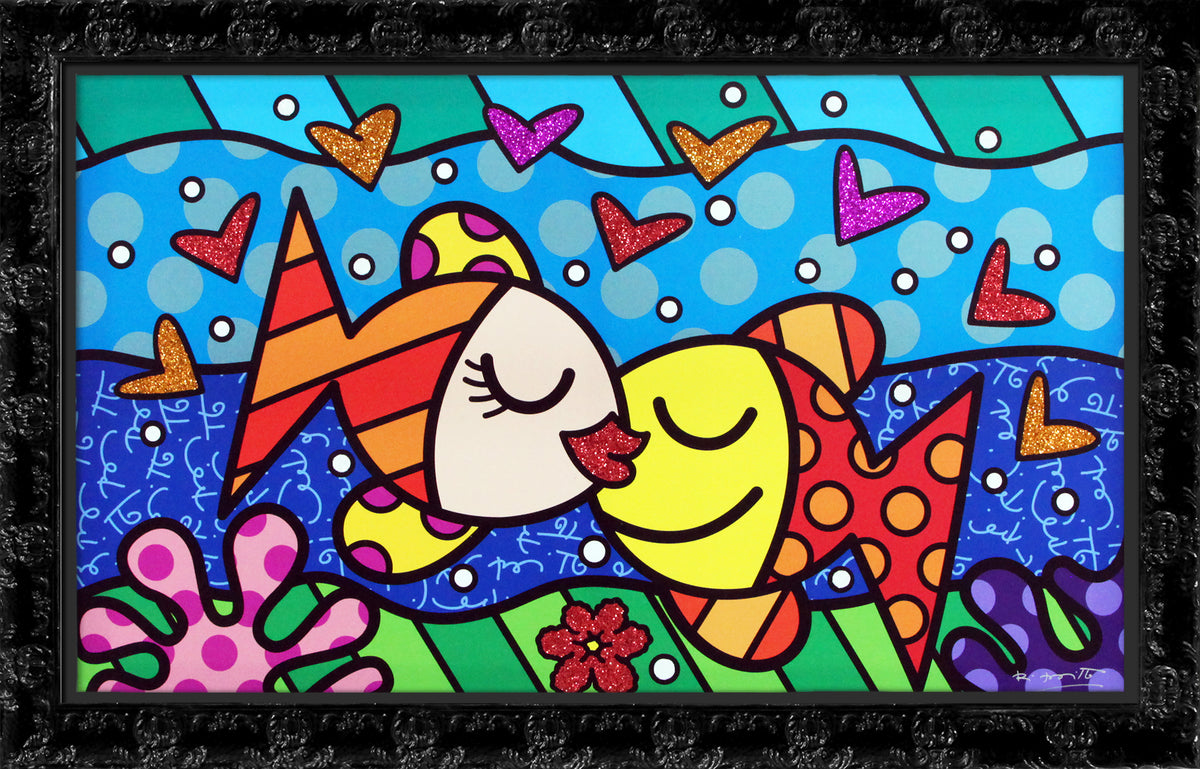 Romero Britto deep love limited edition print  contemporary pop art piece