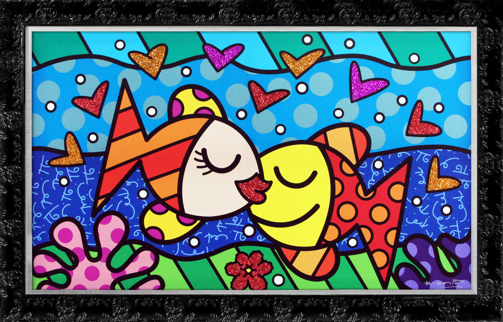 Romero Britto deep love limited edition print  colorful pop art design