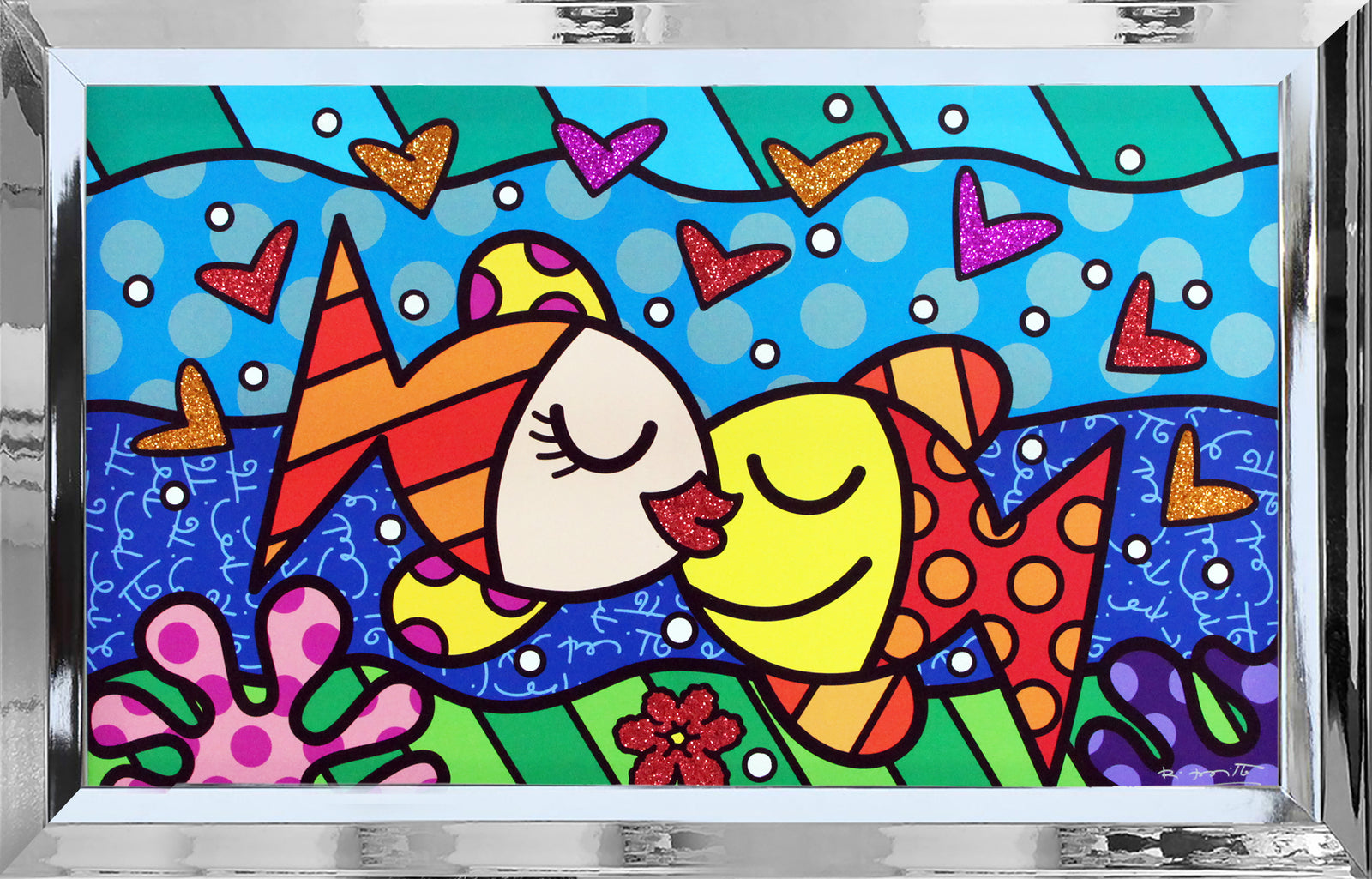 Romero Britto deep love limited edition print  contemporary pop art piece