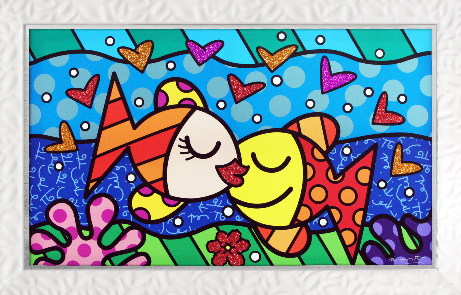 Romero Britto deep love limited edition print  colorful pop art design