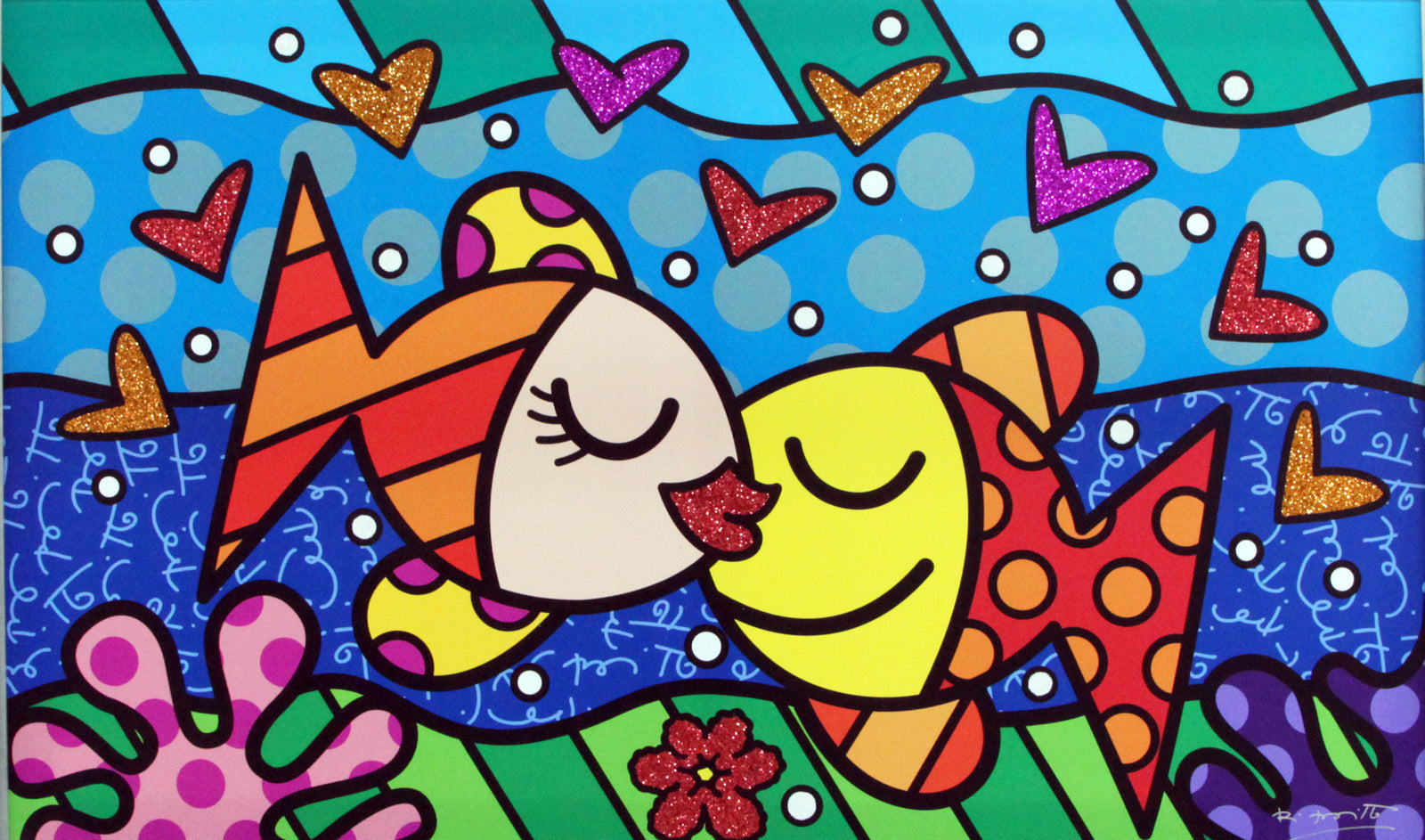 Romero Britto deep love limited edition print  colorful pop art design