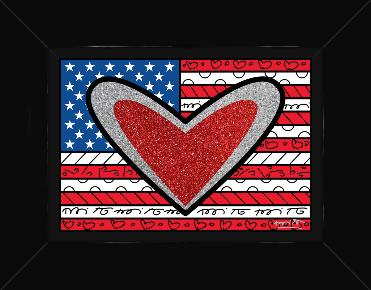 Romero Britto love usa limited edition print  colorful pop art design