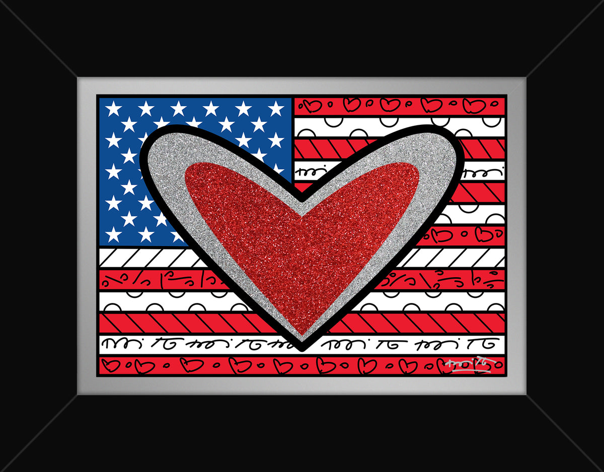 Romero Britto love usa limited edition print  contemporary pop art piece