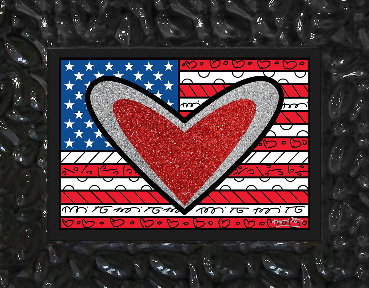 Romero Britto love usa limited edition print  contemporary pop art piece