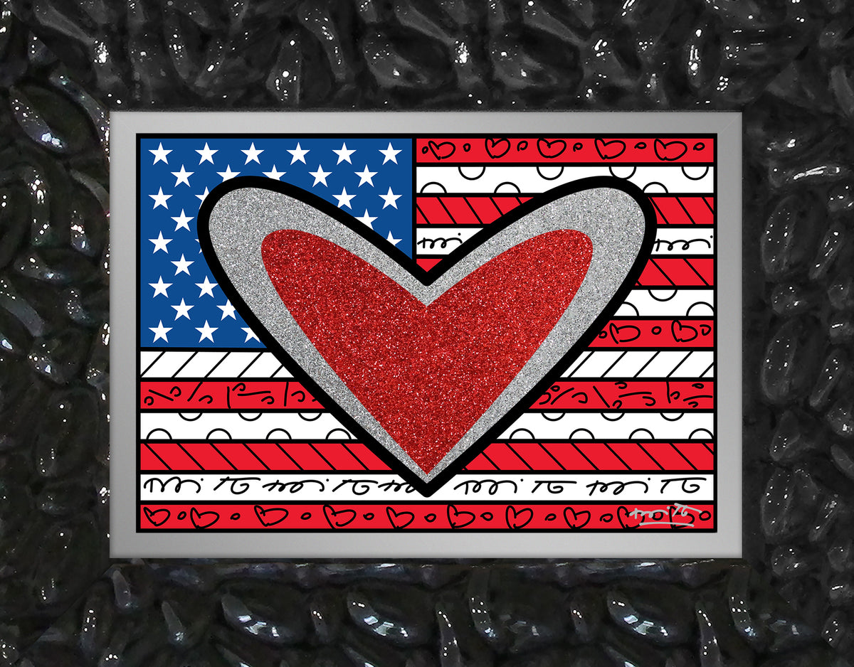 Romero Britto love usa limited edition print  colorful pop art design