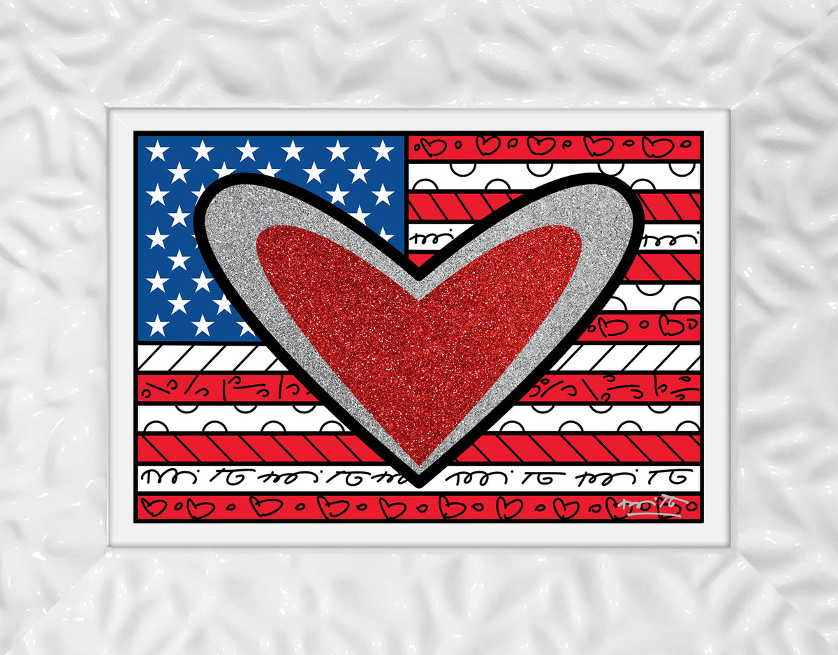 Romero Britto love usa limited edition print  contemporary pop art piece