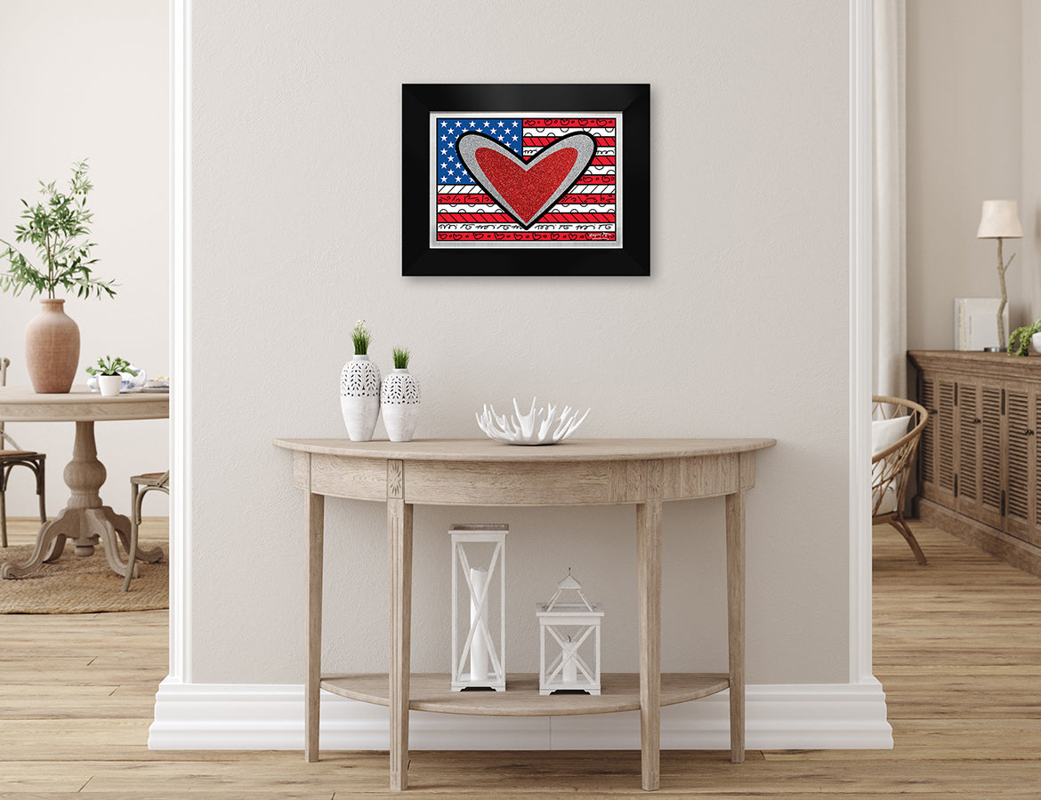Romero Britto love usa limited edition print  colorful pop art design