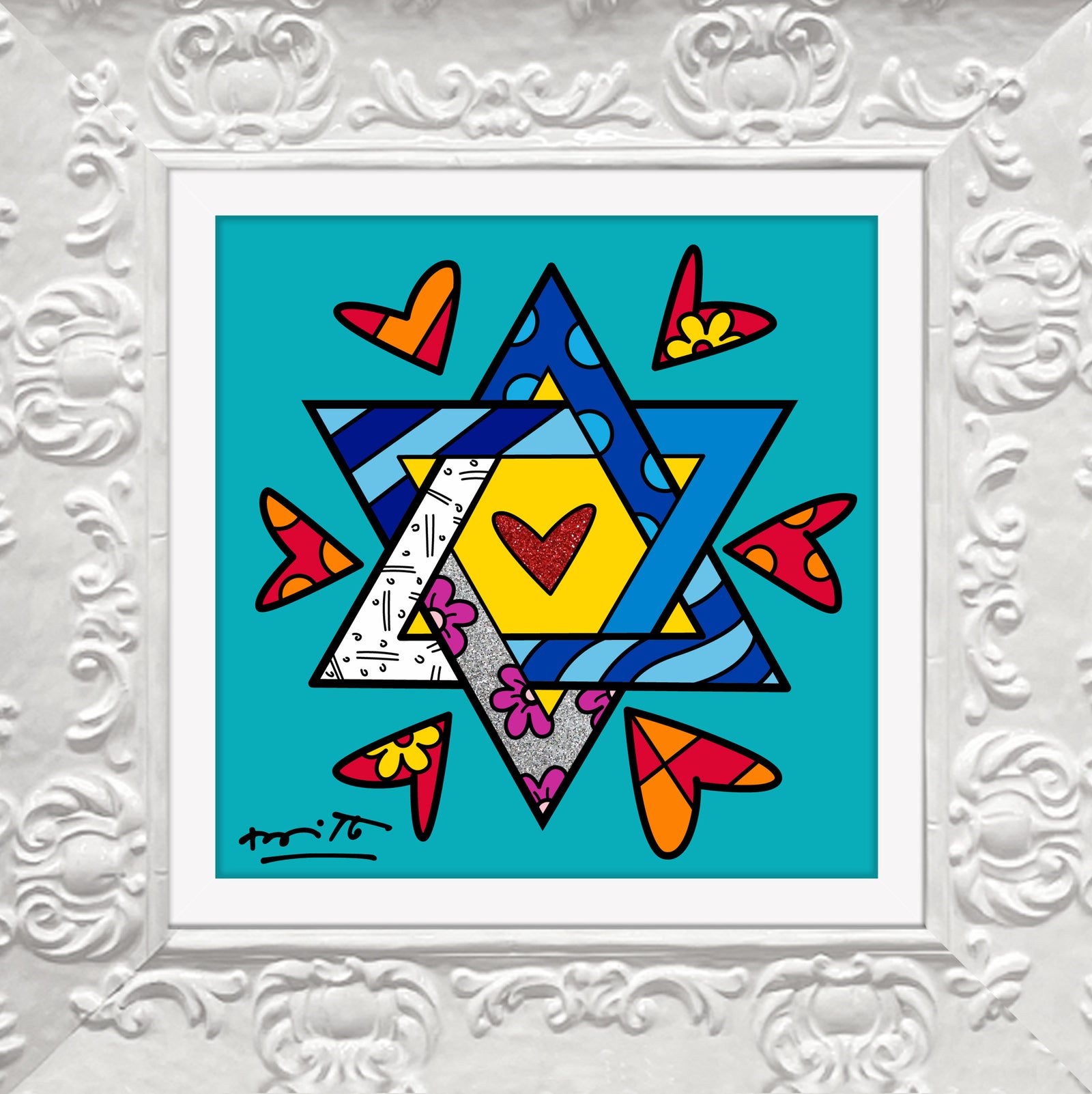 Romero Britto mazel tov star of david  colorful pop art design