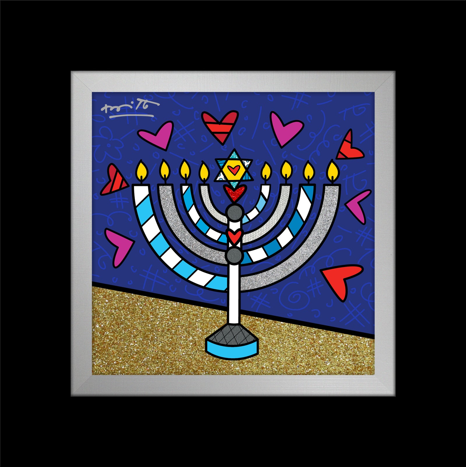 modern pop art mazel tov menorah limited edition  vibrant home decor