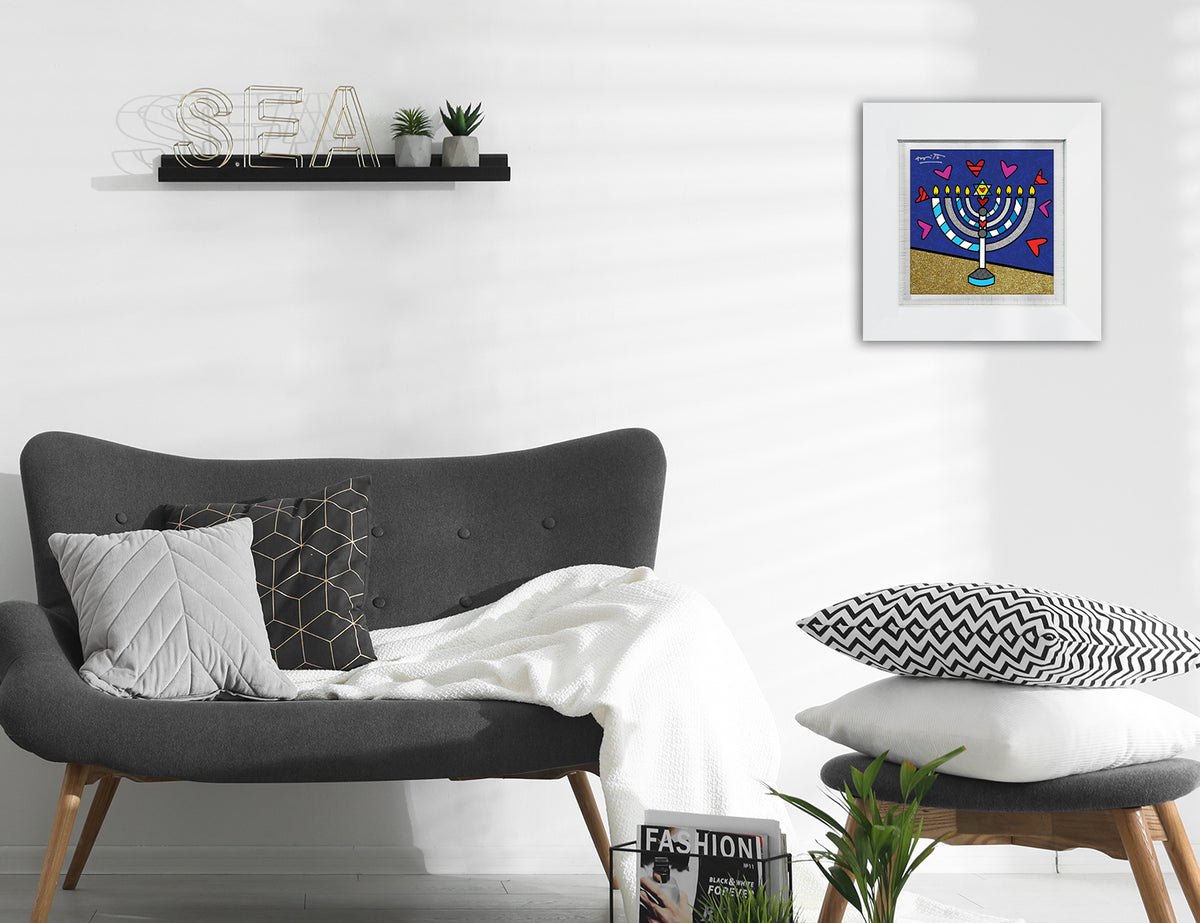 modern pop art mazel tov menorah limited edition  vibrant home decor