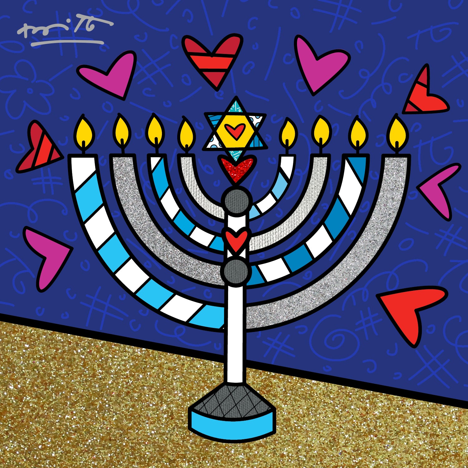 Mazel Tov (Menorah) - Limited Edition Print - Shop Britto