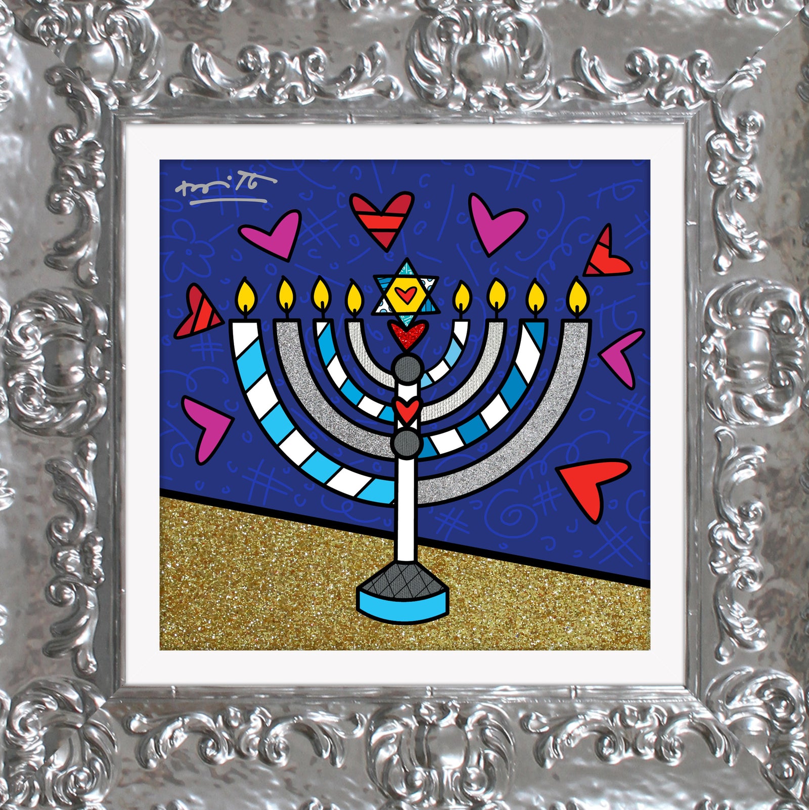 modern pop art mazel tov menorah limited edition  vibrant home decor