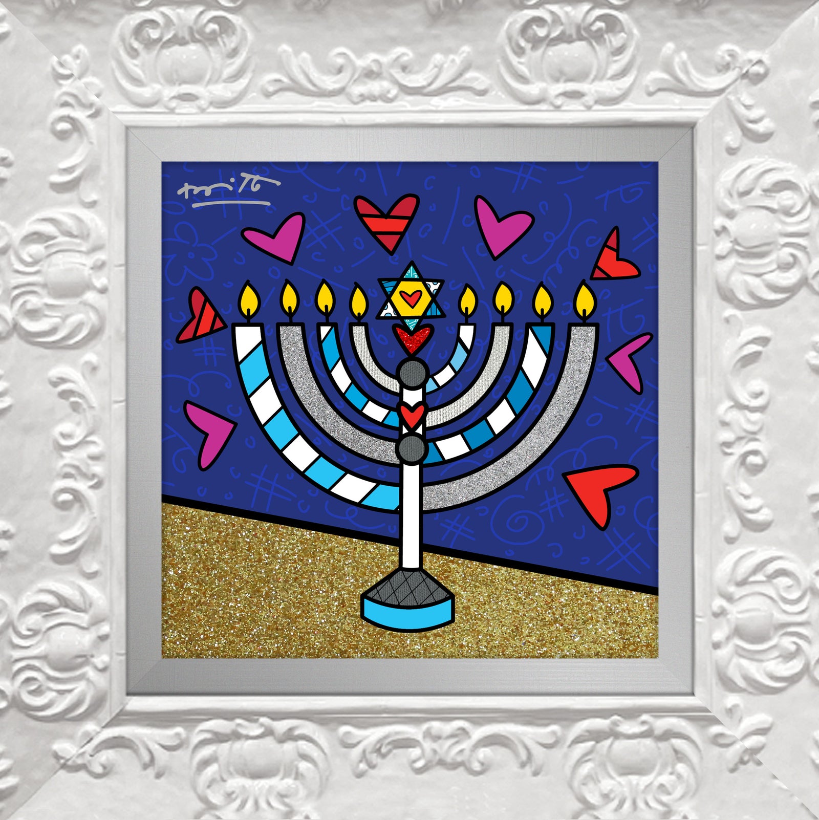 mazel tov menorah limited edition  artistic colorful design collectible
