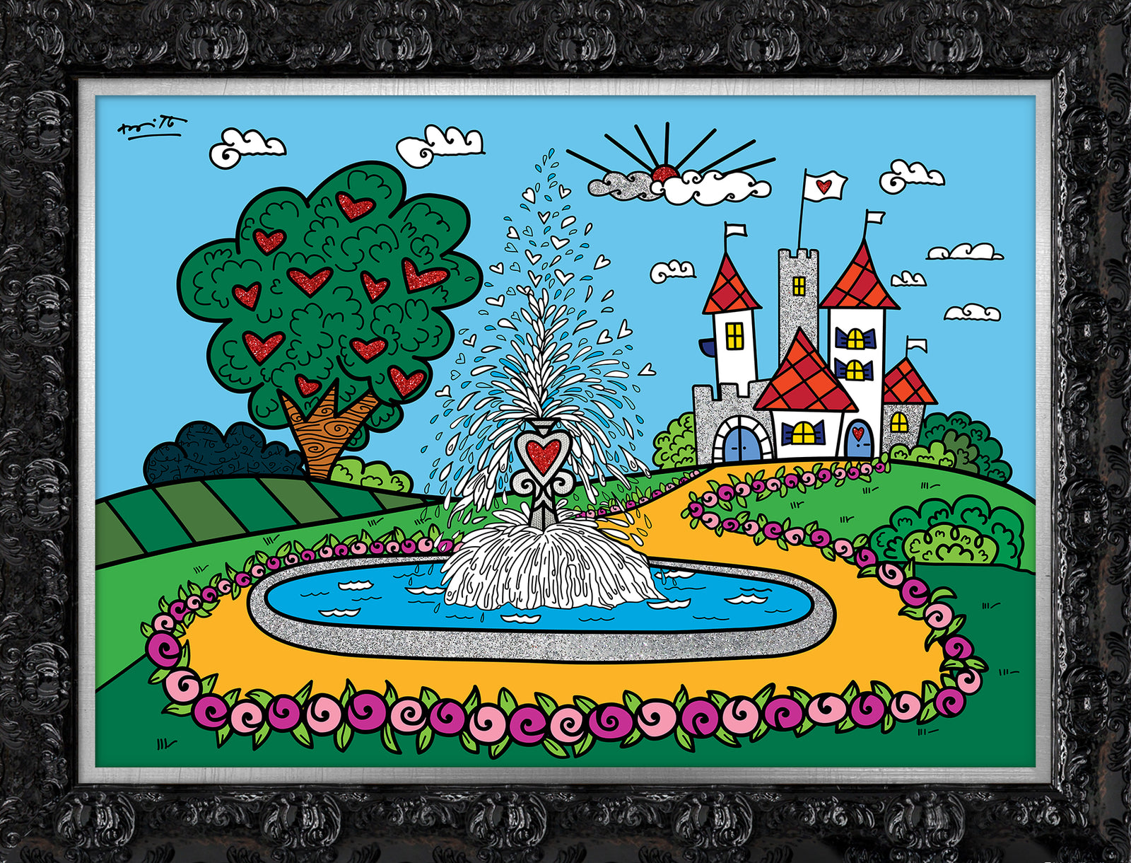 Romero Britto the fountain of happiness and  colorful pop art design
