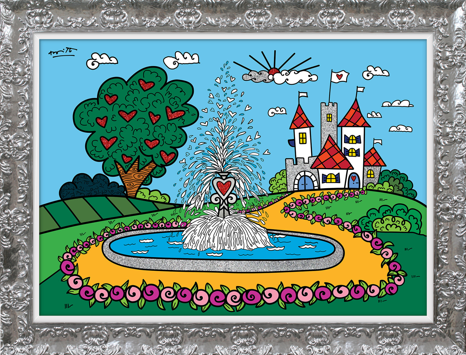 Romero Britto the fountain of happiness and  colorful pop art design