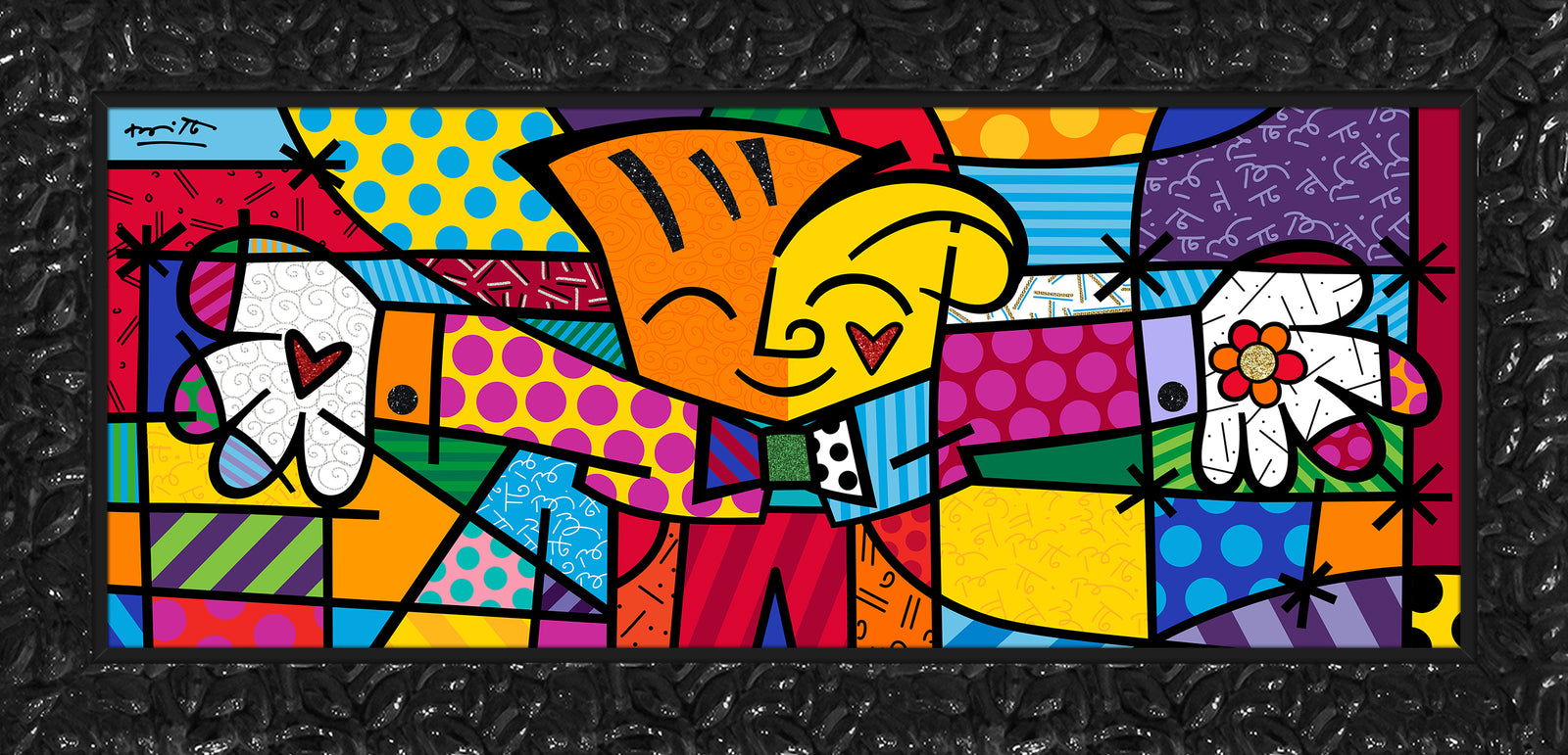 Romero Britto big hug limited edition print  contemporary pop art piece