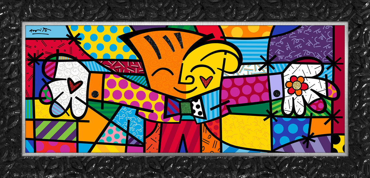 Romero Britto big hug limited edition print  colorful pop art design