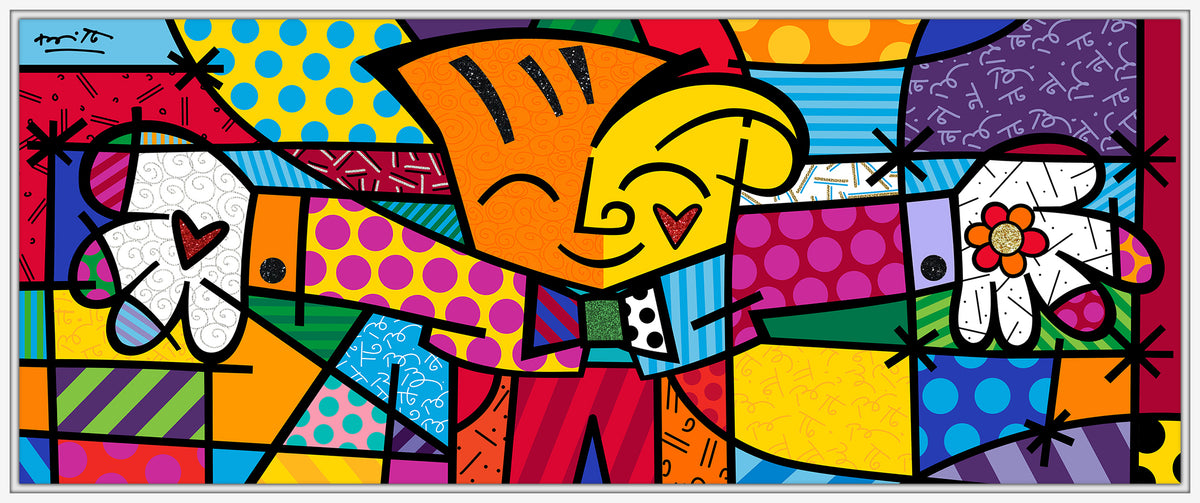 Romero Britto big hug limited edition print  colorful pop art design