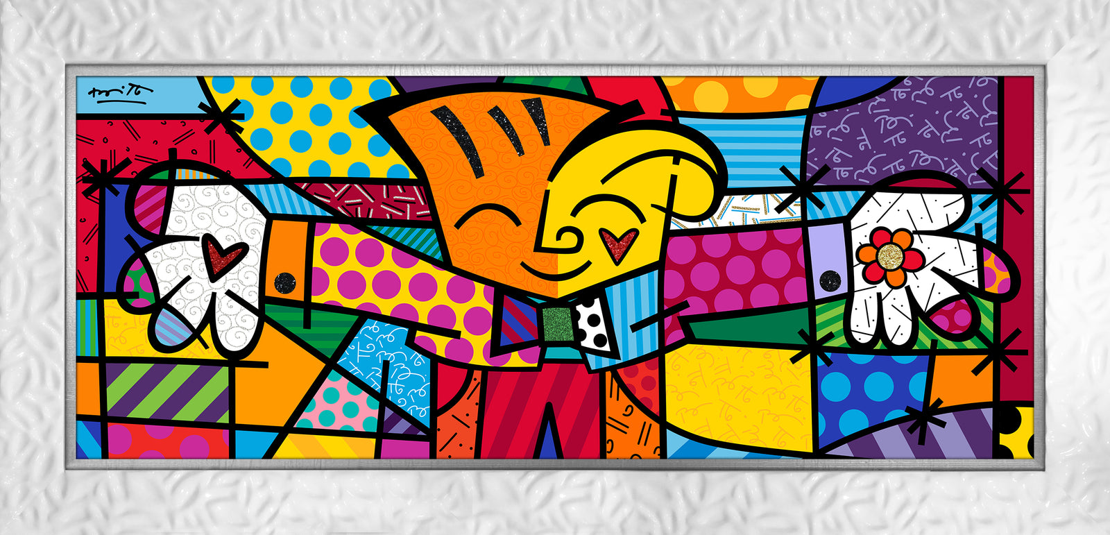 Romero Britto big hug limited edition print  colorful pop art design