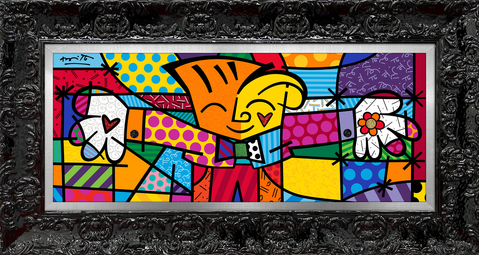 Romero Britto little hug limited edition print  contemporary pop art piece