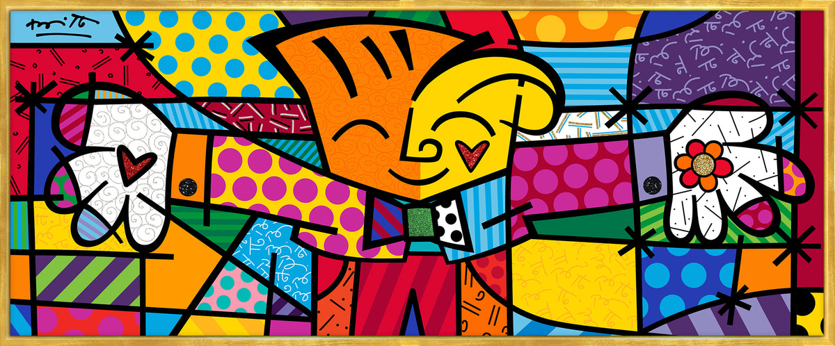 Romero Britto little hug limited edition print  colorful pop art design