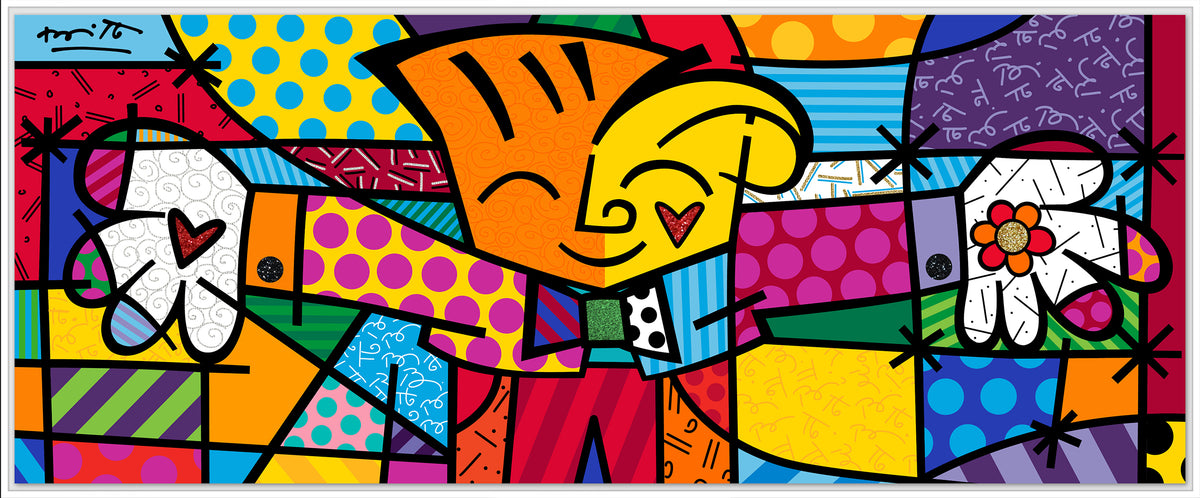 Romero Britto little hug limited edition print  contemporary pop art piece