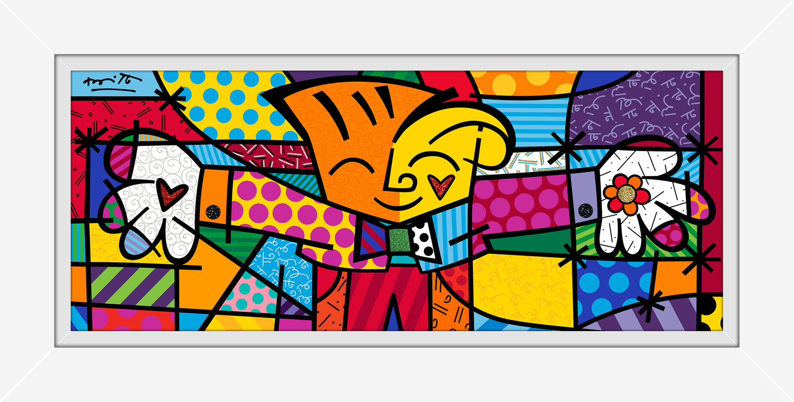 Romero Britto little hug limited edition print  colorful pop art design